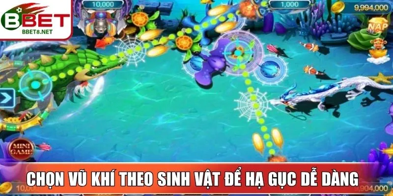 Đại Chiến Thái Bình Dương BBet Với Súng Săn Cá Đỉnh Cao 4 Sin88 Chọn vũ khí theo sinh vật để hạ gục dễ dàng