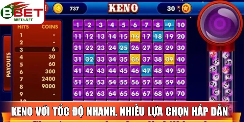 Keno với tốc độ nhanh, nhiều lựa chọn hấp dẫn cho hội viên