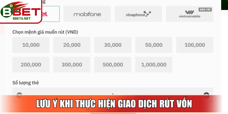 Lưu ý khi thực hiện giao dịch rút vốn ra khỏi ví tài khoản