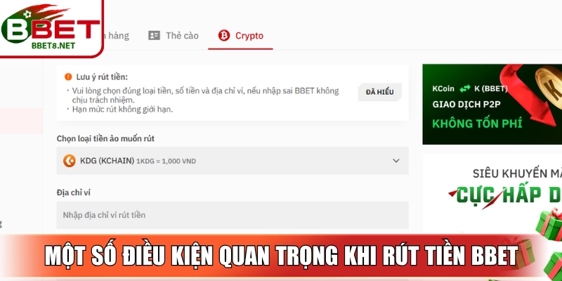 Nắm bắt một số điều kiện quan trọng khi rút tiền BBet